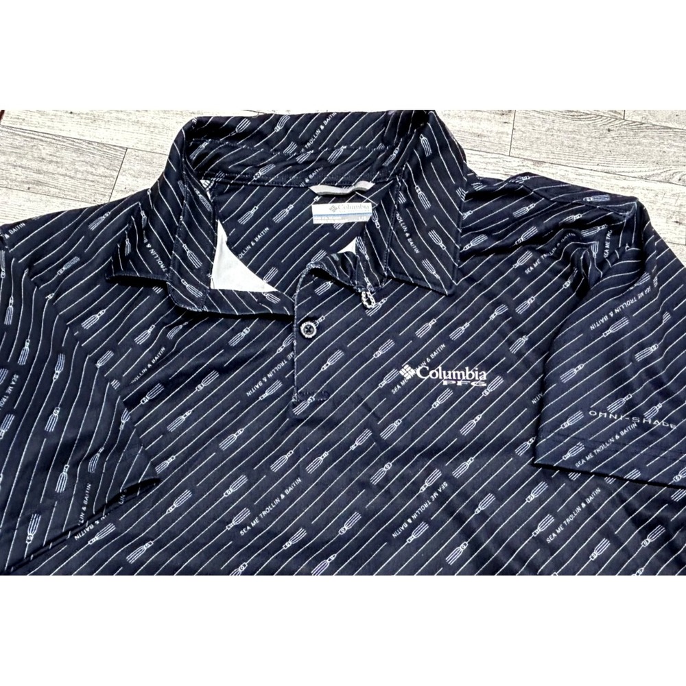 COLUMBIA PFG MEN'S SZ LARGE SUPER SLACK TIDE STRETCH FISHING‎ POLO SHIRT TROLLIN